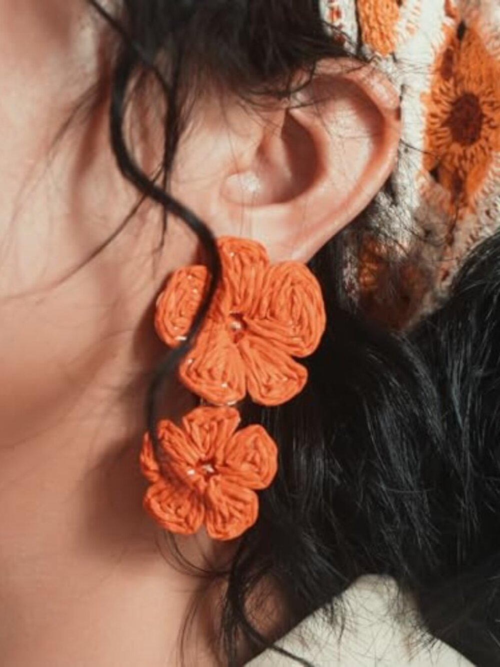 Boho Flower Earrings Statement Raffia Dangle Earrings Cute Floral Jewelry Trendy